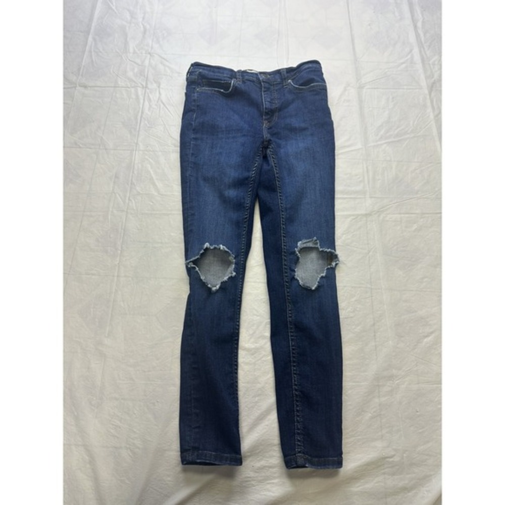 Free People‎ Womens Jeans 27 Mid Rise Knee Holes Medium Wash